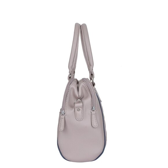 Vegan Leather Women’s Mauve Handbag – Top Handle Satchel with Crossbody Strap - Picture 7 of 11